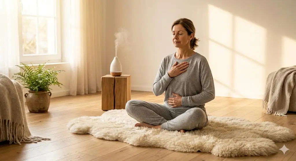 7 Natural Daily Habits For A Healthy Heart: Practicing mindful deep breathing to manage daily stress.