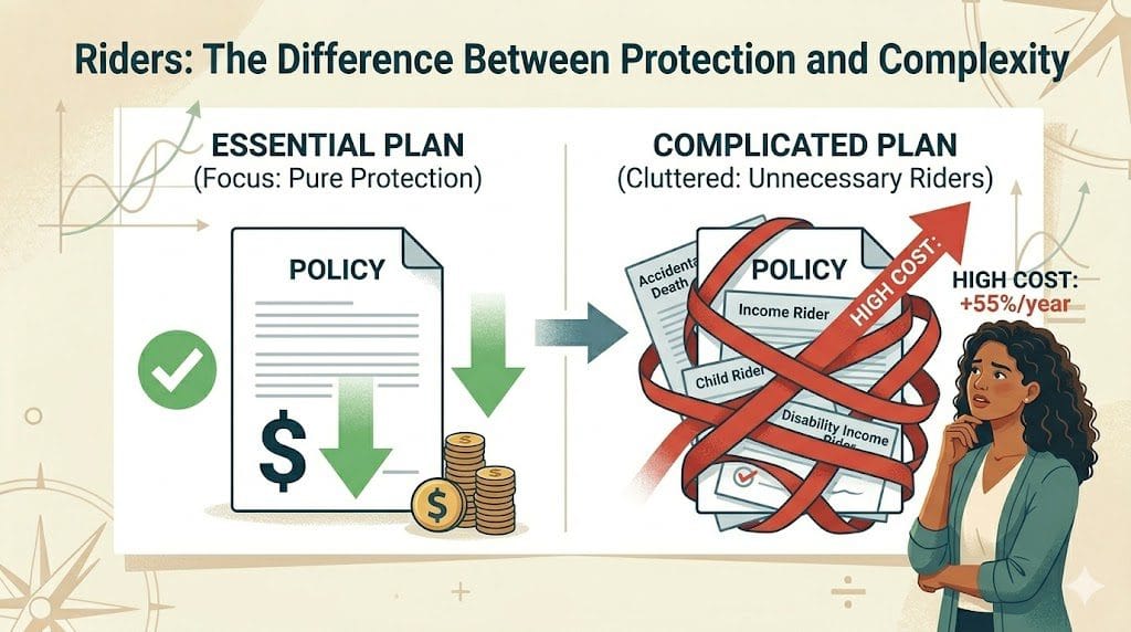Avoid Unnecessary Riders on Life Insurance: Essential Protection vs Complexity and Hidden Fees.